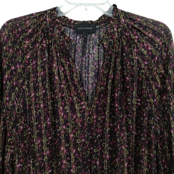 Birgitte Herskind Adeline Dress Size 8 Purple Floral Metallic Threading Accent - Picture 5 of 11